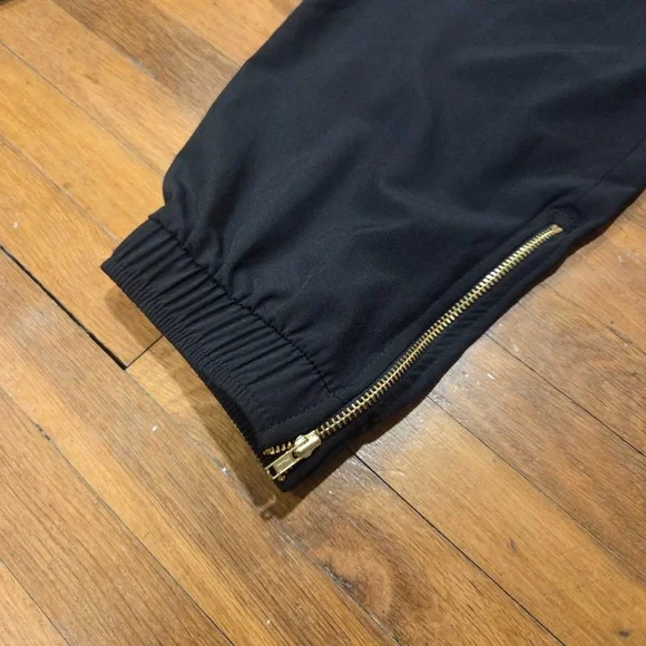 Albion Fit Jetsetters Black Jogger Pants with Gold Ankle Zip Detail - Picture 8 of 13